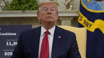Donald Trump en una reunión sobre el coronavirus con el gobernador de Luisiana, John Bel Edwards, en la Oficina Oval de la Casa Blanca, el miércoles 29 de abril de 2020, en Washington.