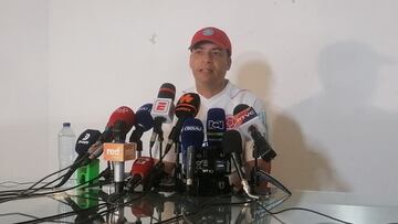 Héctor Cárdenas durante una rueda de prensa de la Selección Colombia Sub 20 antes del partido ante Brasil.