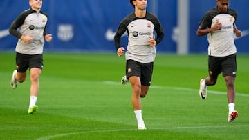 João Félix, en el entrenamiento de este viernes en la previa del partido ante el Betis.