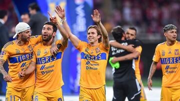 Nicolas Lopez, Juan Pablo Vigon, Francisco Sebastian Cordova of Tigres during the game Guadalajara vs Tigres UANL, corresponding to second leg match of great final of the Torneo Clausura 2023 of the Liga BBVA MX, at Akron Stadium, on May 28, 2023.
<br><br>
Nicolas Lopez, Juan Pablo Vigon, Francisco Sebastian Cordova de Tigres durante el partido Guadalajara vs Tigres UANL, Correspondiente al partido de Vuelta de la Gran final del Torneo Clausura 2023 de la Liga BBVA MX, en el Estadio Akron, el 28 de Mayo de 2023.