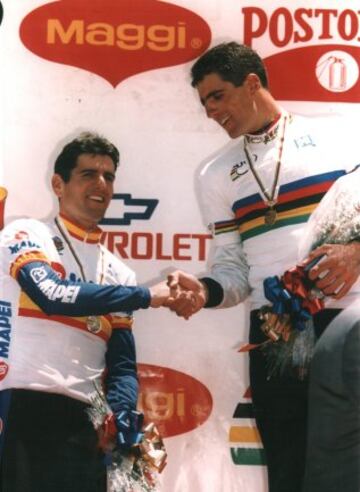 Olano quedó segundo en el Campeonato del Mundo Contrarreloj de 1995, ganó Indurain.