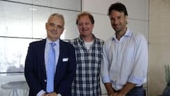 Jos&eacute; Luis Esca&ntilde;uela, presidente de la RFET, Sergio Troncoso, director del Circuito Juvenil, y Carlos Moy&aacute;, en la presentaci&oacute;n del torneo.