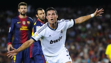 Ronaldo celebrates one of his 18 Clásico goals.