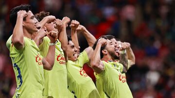 Henry Martin celebrates his goal 0-3 of America during the round of 16 first leg match between Guadalajara and Club America as part of the CONCACAF Champions Cup 2024, at Akron Stadium on March 06, 2024 in Guadalajara, Jalisco, Mexico.