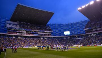 Protocolo during the 17th round match between Puebla and America as part of the Torneo Clausura 2024 Liga BBVA MX at Cuauhtemoc Stadium on April 26, 2024 in Puebla, Mexico.