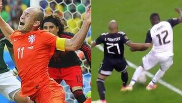 Justo a cinco años de distancia de aquella polémica jugada de Arjen Robben, el Tri sufrió un inexistente penal, ahora entre 'Chaka' Rodríguez y Joel Campbell.