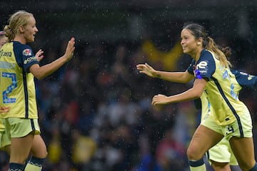 Scarlett Camberos celebrates her goal 2-0 of America  during the game America vs Pachuca, corresponding to day 16 of the Torneo Clausura Grita Mexico C22 of Liga BBVA MX Femenil, at Azteca Stadium, on April 25, 2022.

<br><br>

Scarlett Camberos celebra su gol 2-0 de America durante el partido America vs Pachuca, correspondiente a la jornada 16 del Torneo Clausura Grita Mexico C22 de la Liga BBVA MX Femenil, en el Estadio Azteca, el 25 de Abril de 2022.