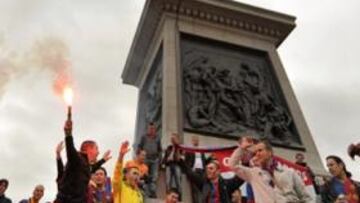 Los hinchas del Barça en el Trafalgar Square