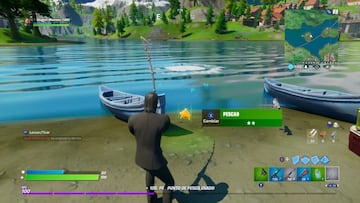 Obtenemos un pescao usando una caña de pescar en un punto de pesca