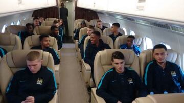 Los chavales del City viajaron en avión privado a Madrid