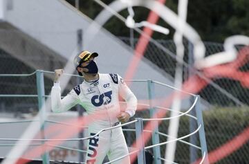 Celebracin Pierre Gasly en el podio del Autodromo Nacional de Monza
.