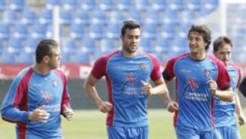 Ballesteros, junto a Iborra y H&eacute;ctor Rodas durante un entrenamiento.