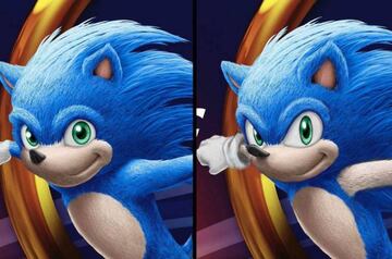 A la izquierda, el aspecto de Sonic en el primer trailer de la película. A la derecha, el diseño de un fan.