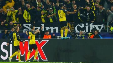 Achraf celebra el gol de la victoria del Dortmund ante el Inter.