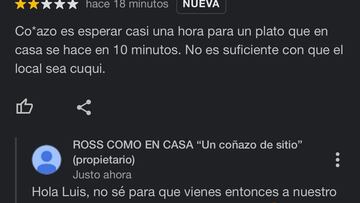 Un hostelero responde a un cliente descontento: “Co... es aguantar a gente como tú”