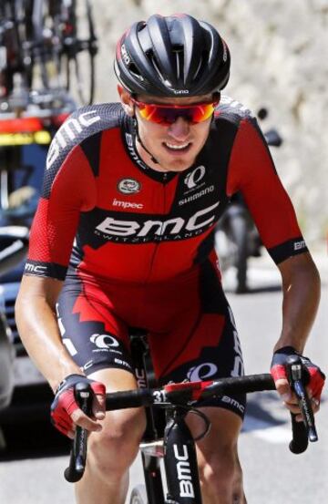 El estadounidense Tejay Van Garderen en la etapa de hoy antes de abandonar.