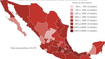 Mapa y casos de coronavirus en México por estados hoy 2 de julio