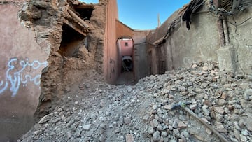 A general view of damage in the historic city of Marrakech, following a powerful earthquake in Morocco, September 9, 2023. REUTERS/Abdelhak Balhaki     TPX IMAGES OF THE DAY