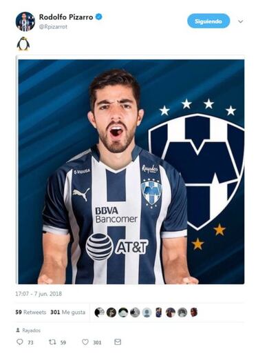 Rodolfo Pizarro y su épico error en redes en su llegada a Rayados