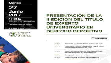 Se presenta la II edición del título experto en derecho deportivo