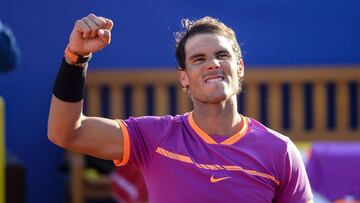 Nadal celebrando su pase a semifinales del Conde de Godó tras superar en cuartos al surcoreano Hyeon Chung.