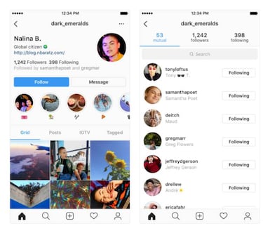 Adiós iconos: Instagram prueba una nueva interfaz de perfiles