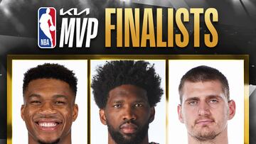 Giannis Antetokounmpo, Joel Embiid y Nikola Jokic, candidatos al MVP de la NBA 2023.