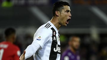 Cristiano Ronaldo celebrates after scoring against Fiorentina.