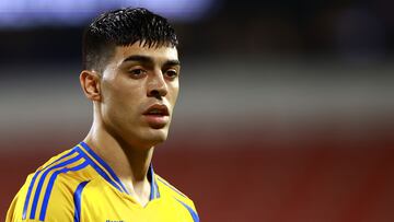 Juan Brunetta of Tigres during the match between Tigres UANL and New York City as part of Round of 16 of the 2024 Leagues Cup at Red Bull Arena Stadium on August 13, 2024 in Harrison, New Jersey, United States.