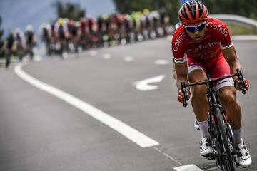 Julien Simon pedaleando en una escapada durante la 19ª etapa del Tour.