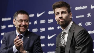 El presidente del Barcelona, Josep Maria Bartomeu y el central, Gerard Piqu&eacute;.