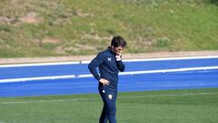 Rubi, durante un entrenamiento en su anterior etapa en el Almería.