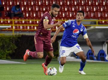 Tolima y Millonarios empataron en el primer encuentro de la final de la Liga BetPlay. Juan Fernando Caicedo marcó en la primera parte del partido, los de Gamero empataron con un tanto Juan Carlos Pereira en la adición.