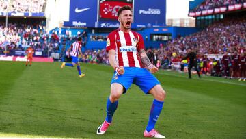 MADRID, SPAIN - MAY 06: Saul Niguez of Atletico de Madrid celebrates scoring their opening goal during the La Liga match between Club Atletico de Madrid and SD Eibar at Estadio Vicente Calderon on May 6, 2017 in Madrid, Spain. (Photo by Gonzalo Arroyo Moreno/Getty Images)