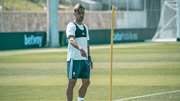 Kevin V&aacute;zquez, durante un entrenamiento del Celta en la pretemporada de la campa&ntilde;a 2021-2022. 