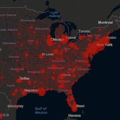 Mapa de casos y muertes por estado de coronavirus en USA, 10 de abril