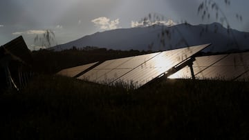 A general view of solar panels on a field, in the aftermath of a power outage, in Barcelona, Spain April 29, 2025. REUTERS/ Bruna Casas