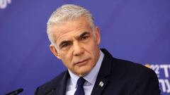 Israeli Prime Minister Yair Lapid gestures during a gathering of the Yesh Atid (There is a Future) party in Tel Aviv on October 18, 2022 ahead of Israel's November 1 election. (Photo by GIL COHEN-MAGEN / AFP) (Photo by GIL COHEN-MAGEN/AFP via Getty Images)