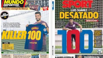 Los 100 partidos de Luis Suárez, en las portadas catalanas