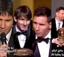 Todas las ceremonias de entrega de Balón de Oro para Lionel Messi