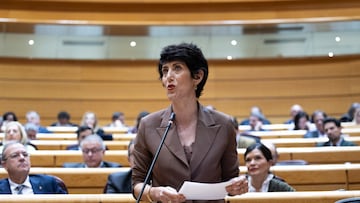 La ministra de Seguridad Social y Migraciones, Elma Saiz, interviene durante una sesión de control al Gobierno, en el Senado, a 16 de diciembre de 2025, en Madrid (España). El Gobierno se enfrenta a la última sesión de control en el Senado del año 2025 y contestará a las preguntas de la oposición sobre los caso de corrupción y las denuncias de acoso sexual que envuelven a varios miembros del PSOE.
16 DICIEMBRE 2025;SENADO;SESIÓN DE CONTROL;
Ananda Manjón / Europa Press
16/12/2025