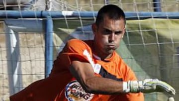 Jordi Codina, portero del Getafe, durante un entrenamiento.