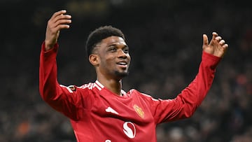 Amad Diallo celebra un gol