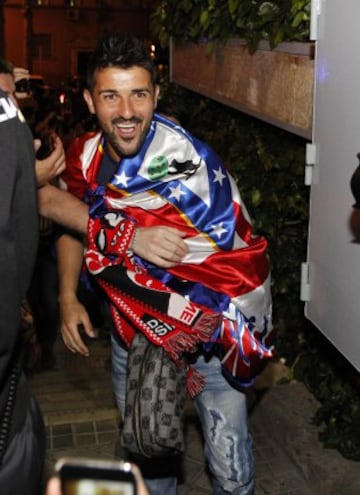 El Atlético de Madrid celebra el título de Liga en el restaurante Asador Donostiarra. David Villa.