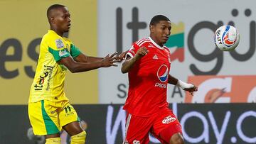 Juan Camilo Angulo durante un partido con Am&eacute;rica de Cali en Liga &Aacute;guila I-2018