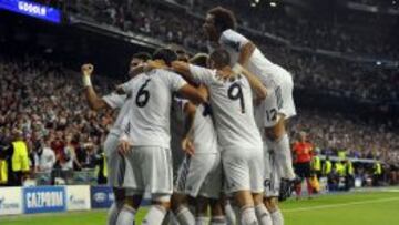 El Real Madrid celebrando un gol.
