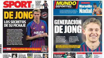 Portadas de los diarios Sport y Mundo Deportivo del día 25 de enero de 2019.