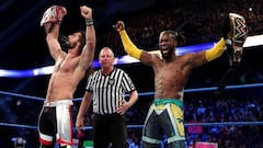 Seth Rollins y Kofi Kingston durante el episodio de Raw del 18 de junio de 2019.