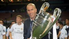 Zinedine Zidane lifts the Champions League trophy in Milan in May