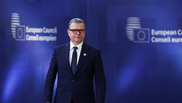 Finland's Prime Minister Petteri Orpo arrives at a European Union leaders' summit in Brussels, Belgium, December 18, 2025. REUTERS/Yves Herman